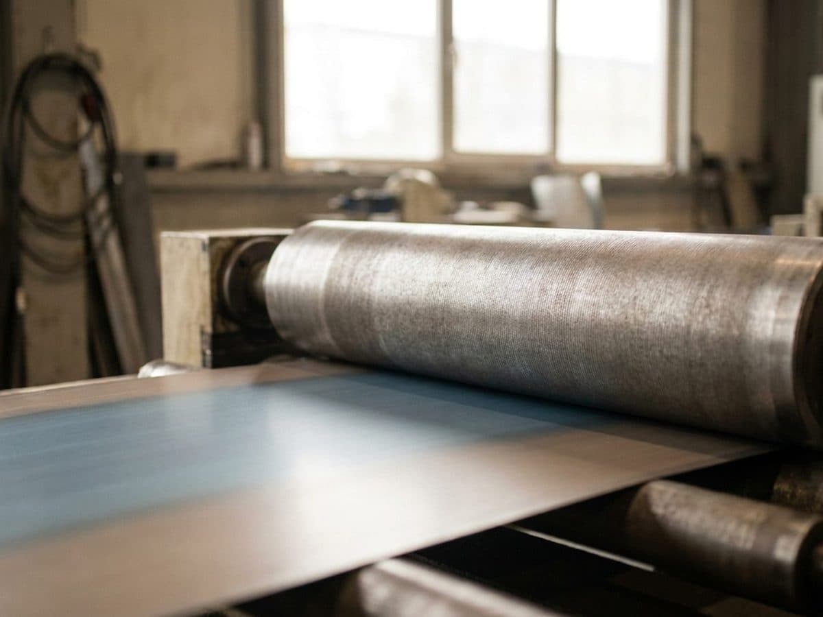 Coated metal sheet on an industrial production line