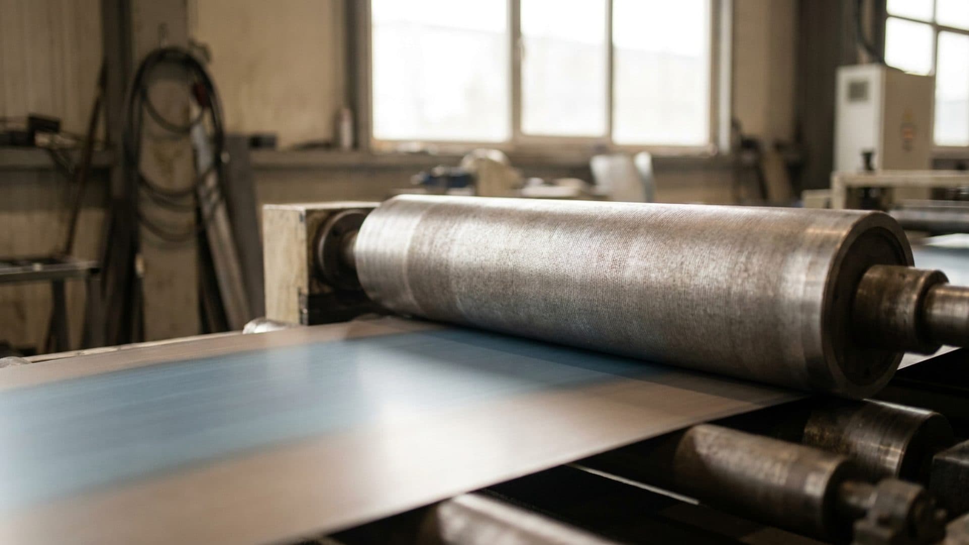 Coated metal sheet on an industrial production line