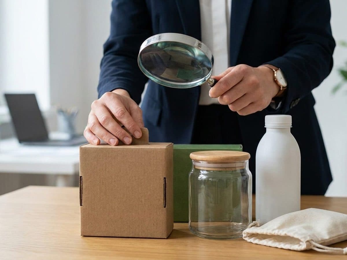 Compliance professional reviewing environmental presentation on unbranded consumer products