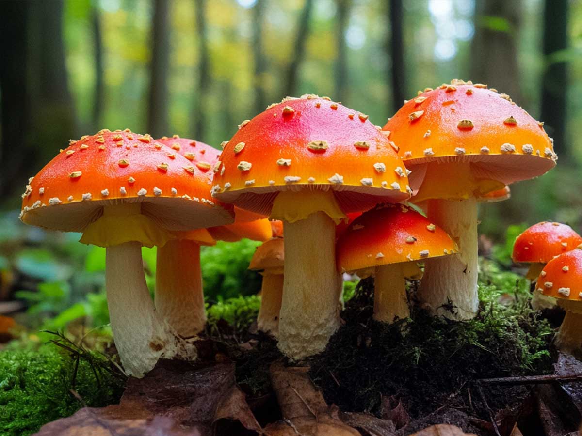 Mushrooms in forest
