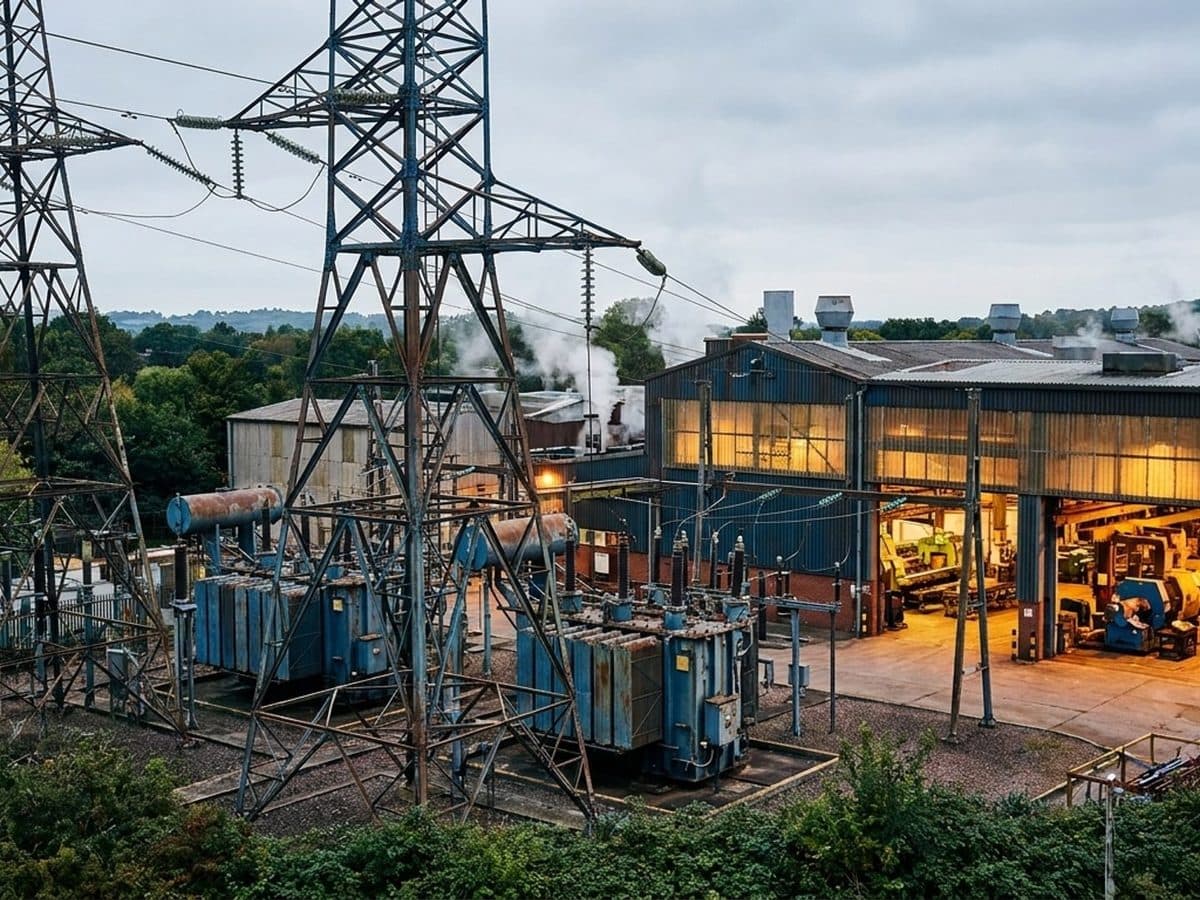 Manufacturing plant connected to electricity transmission infrastructure