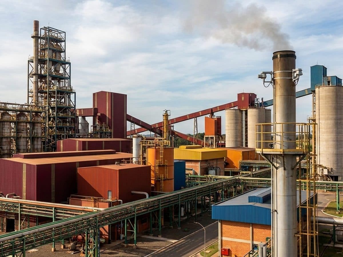 Industrial complex with emissions monitoring equipment
