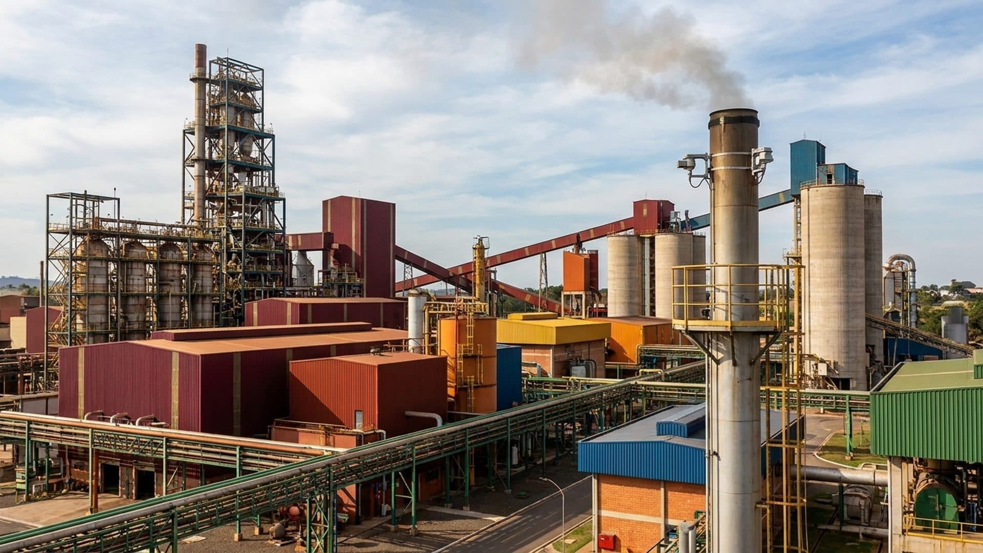 Industrial complex with emissions monitoring equipment