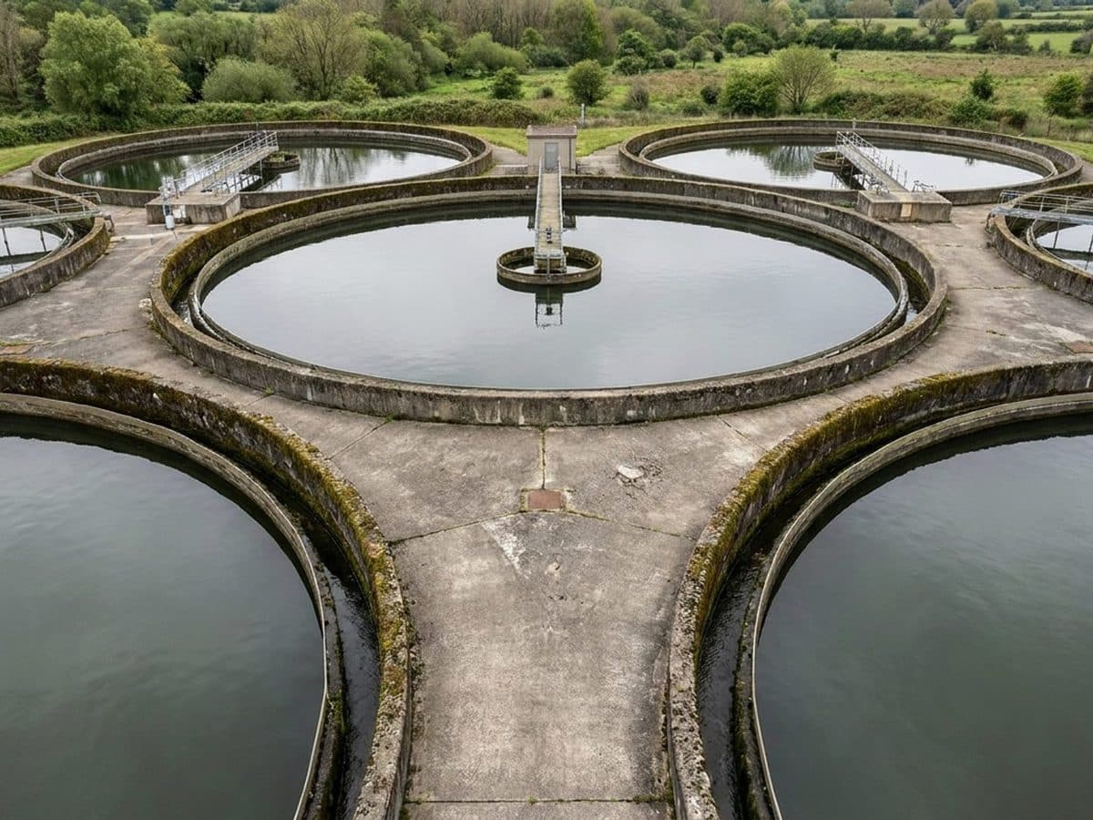 Settling basins at a drinking-water treatment works.