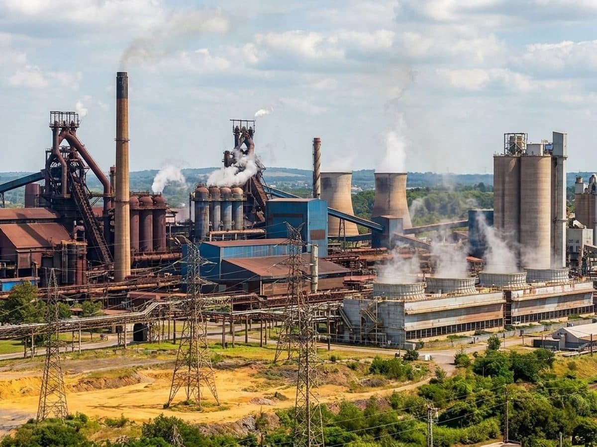 Steel, cement and aluminium plants beside power infrastructure