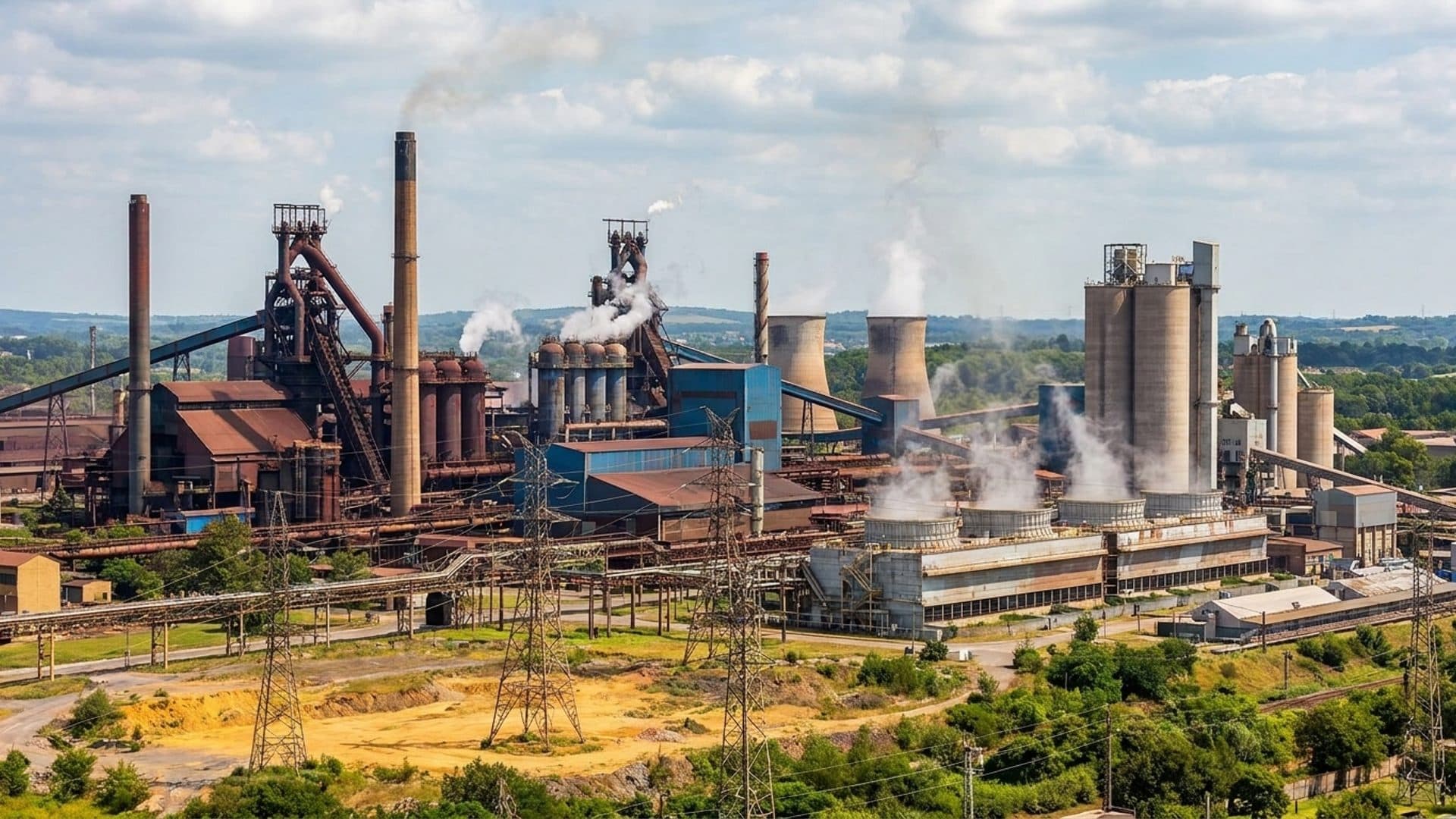 Steel, cement and aluminium plants beside power infrastructure