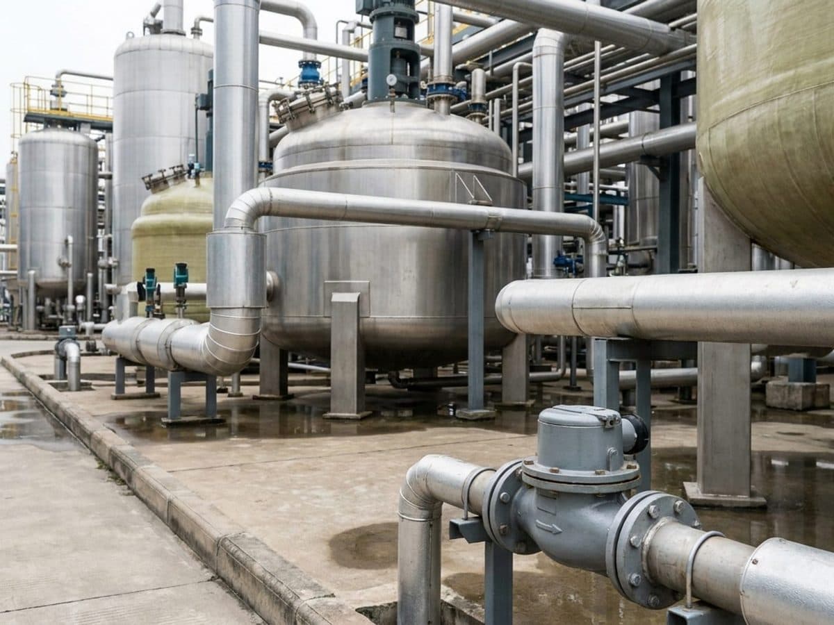 Cooling-water pipes and process equipment at a chemical plant