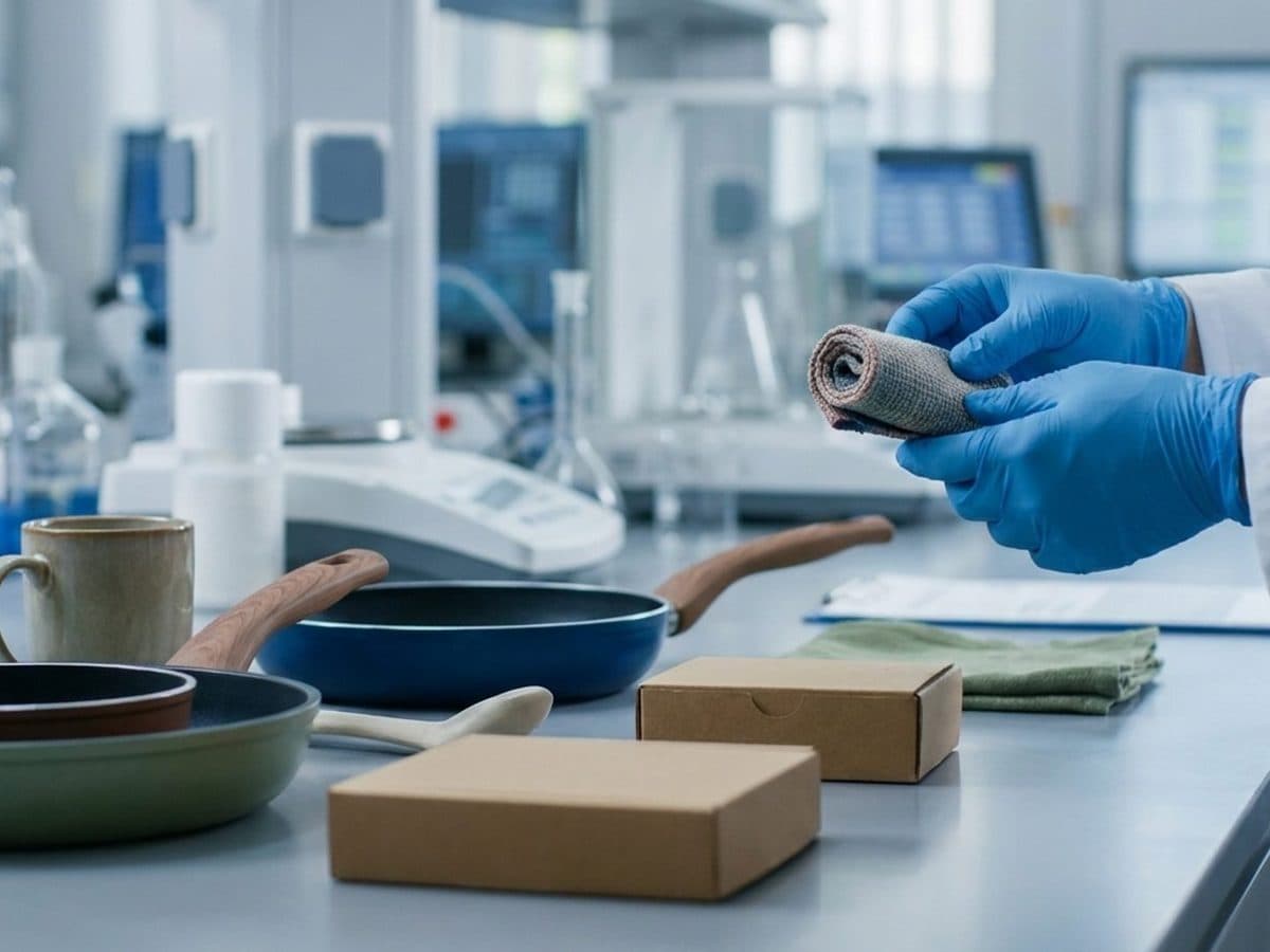 Consumer product samples being prepared for PFAS compliance testing