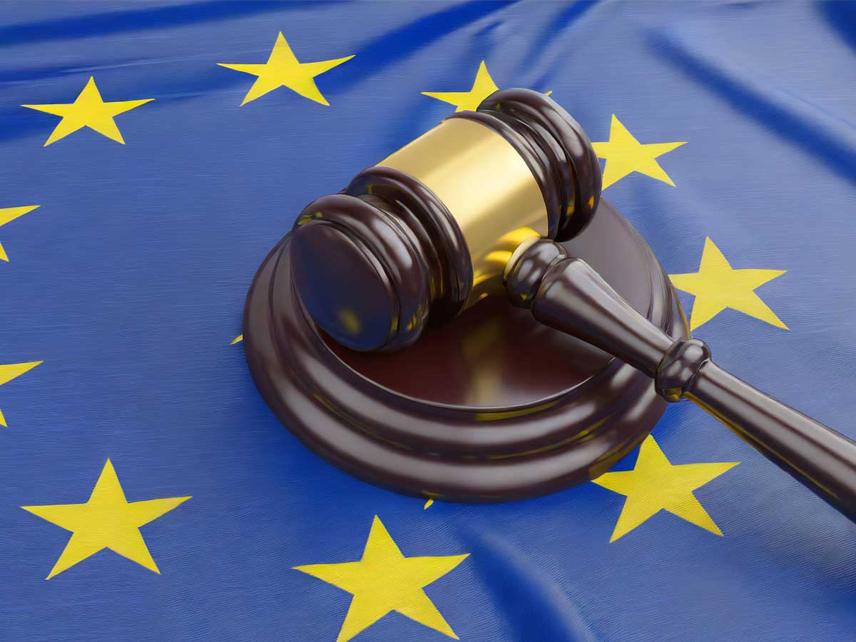 Gavel on a EU flag