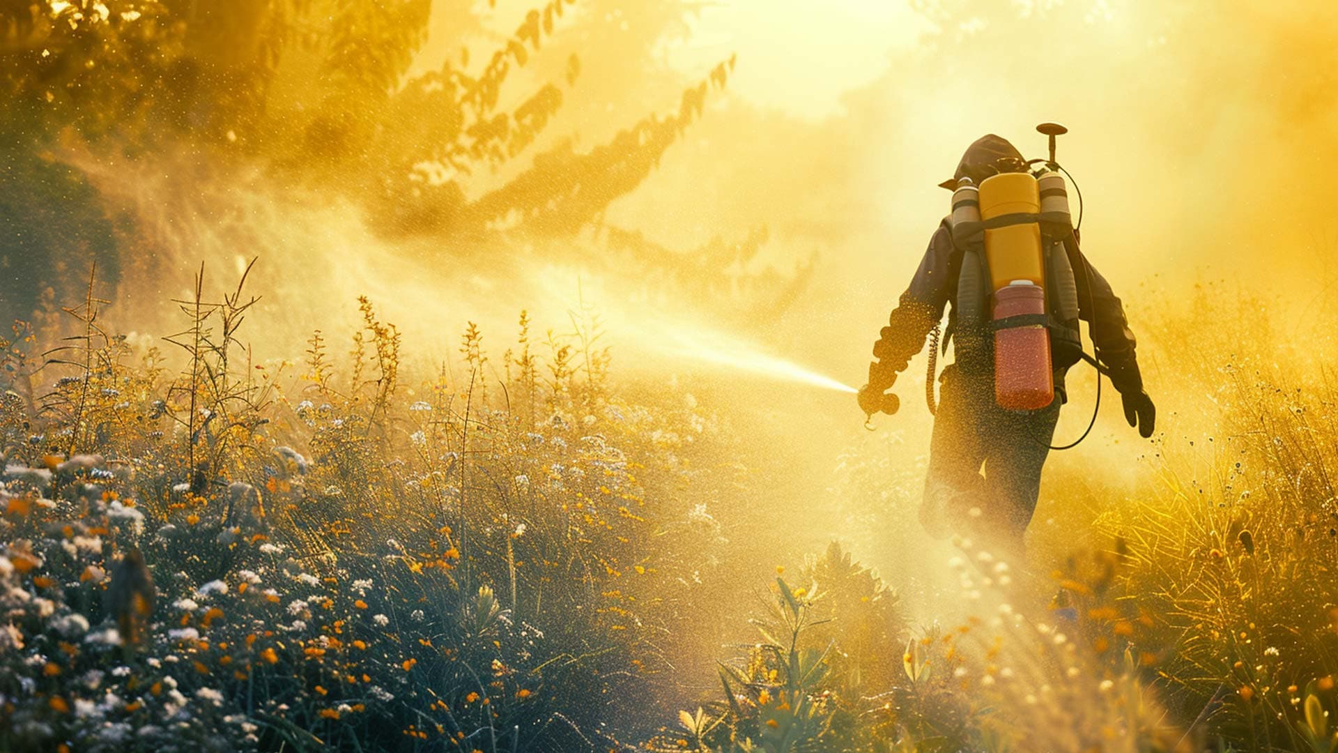 Farmer spraying pesticide