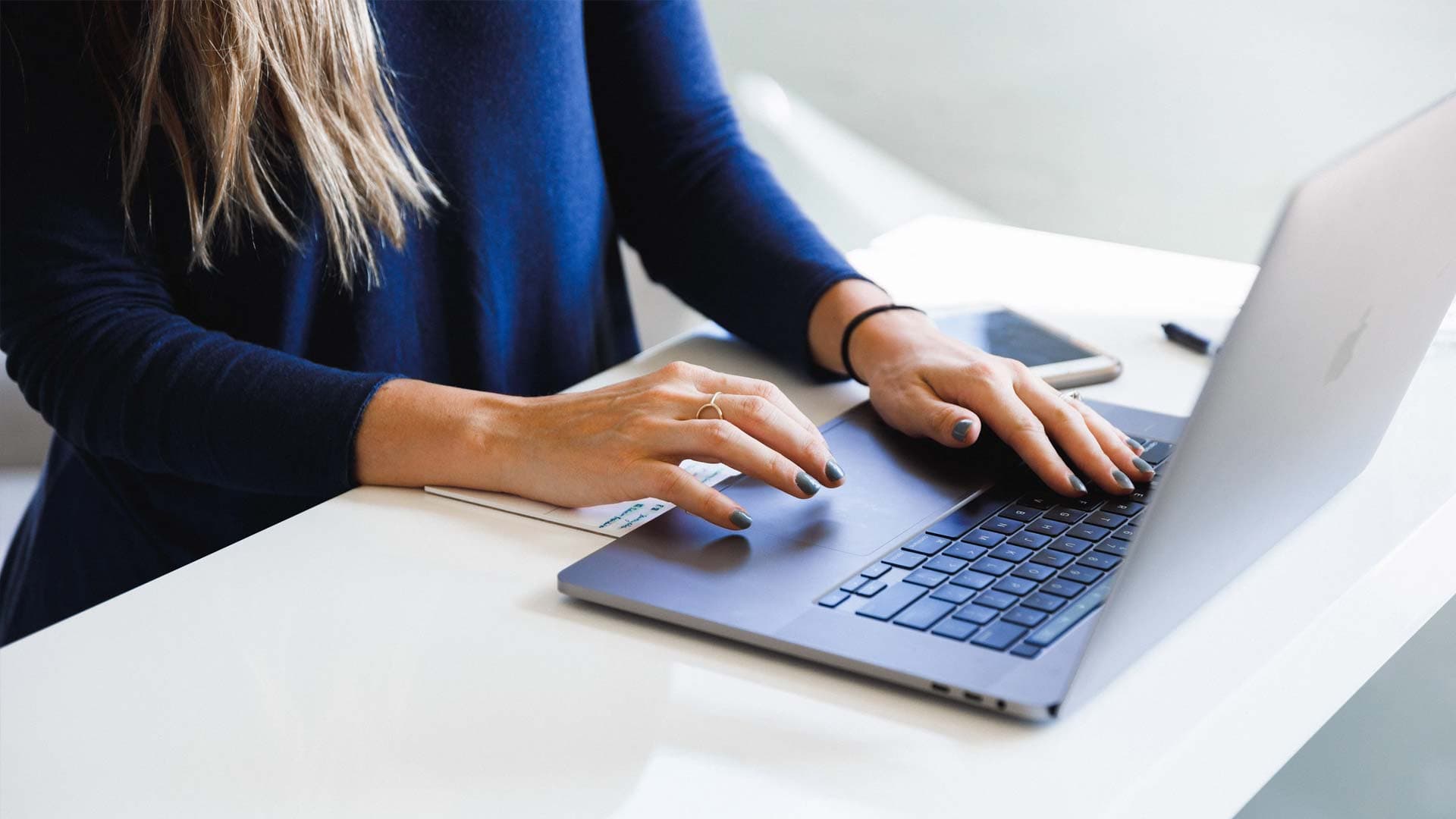 Woman using a laptop