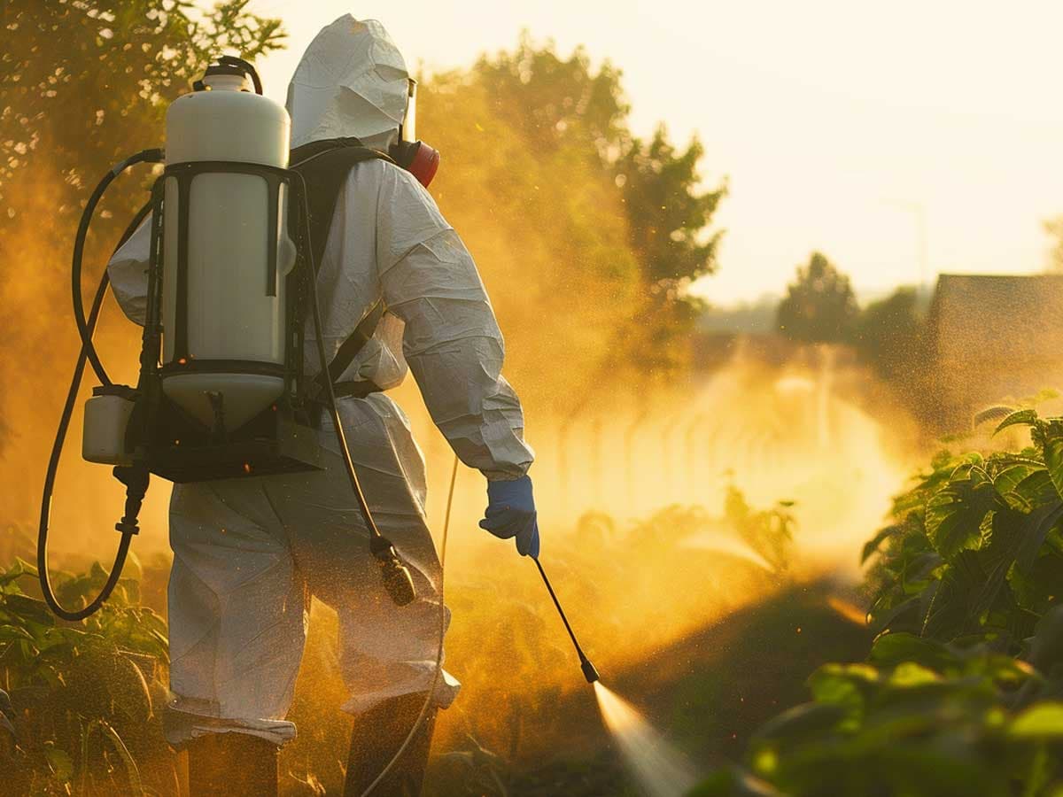 Person spraying pesticides