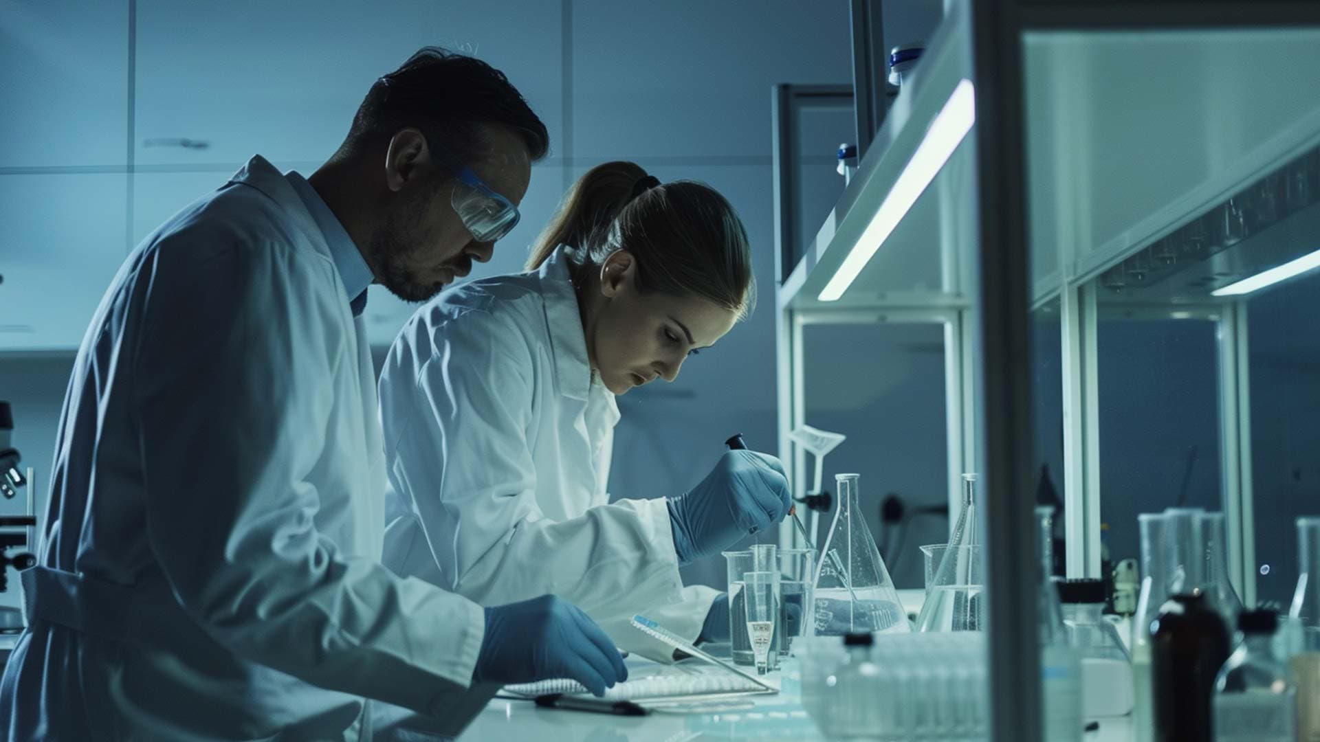 Two scientists in a lab