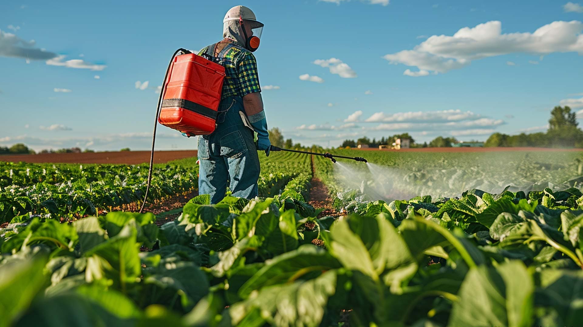 Farmer spraying pesticides