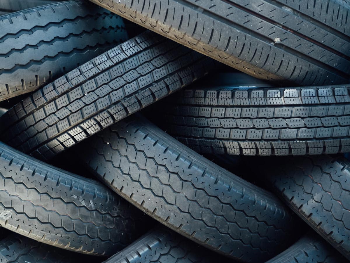 Stack of rubber tyres
