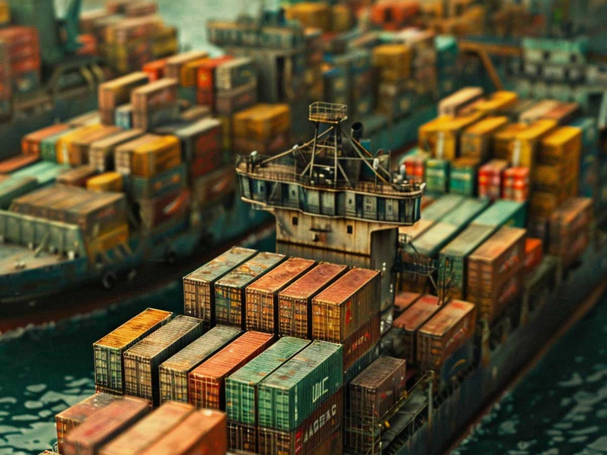 Shipping containers on a boat