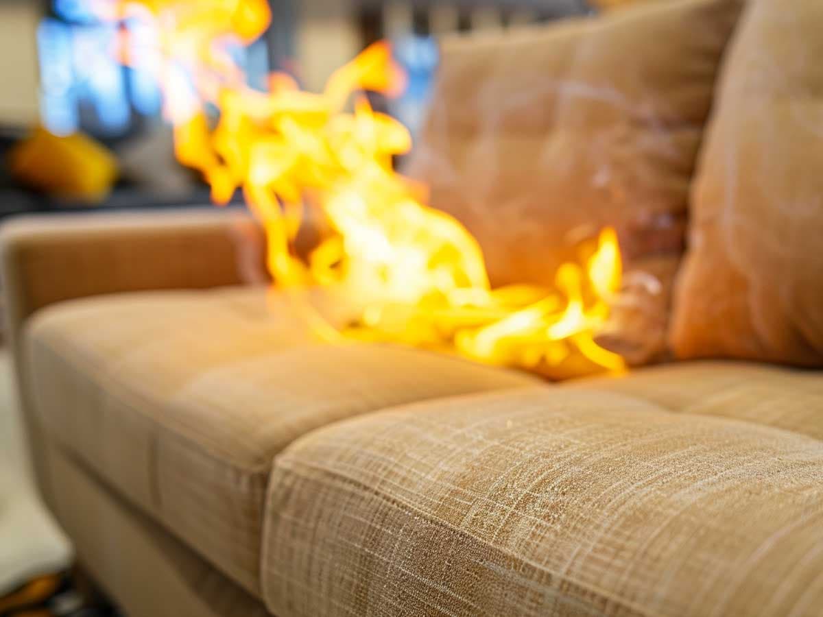 Flame retardent on a sofa