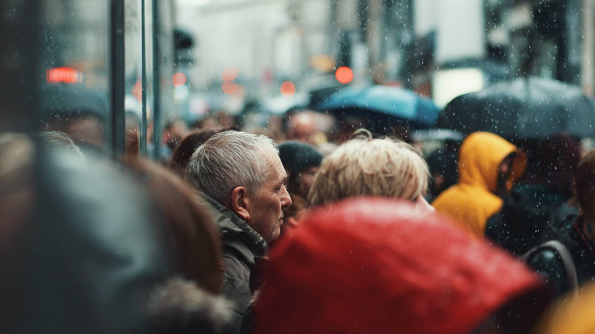 People in the rain