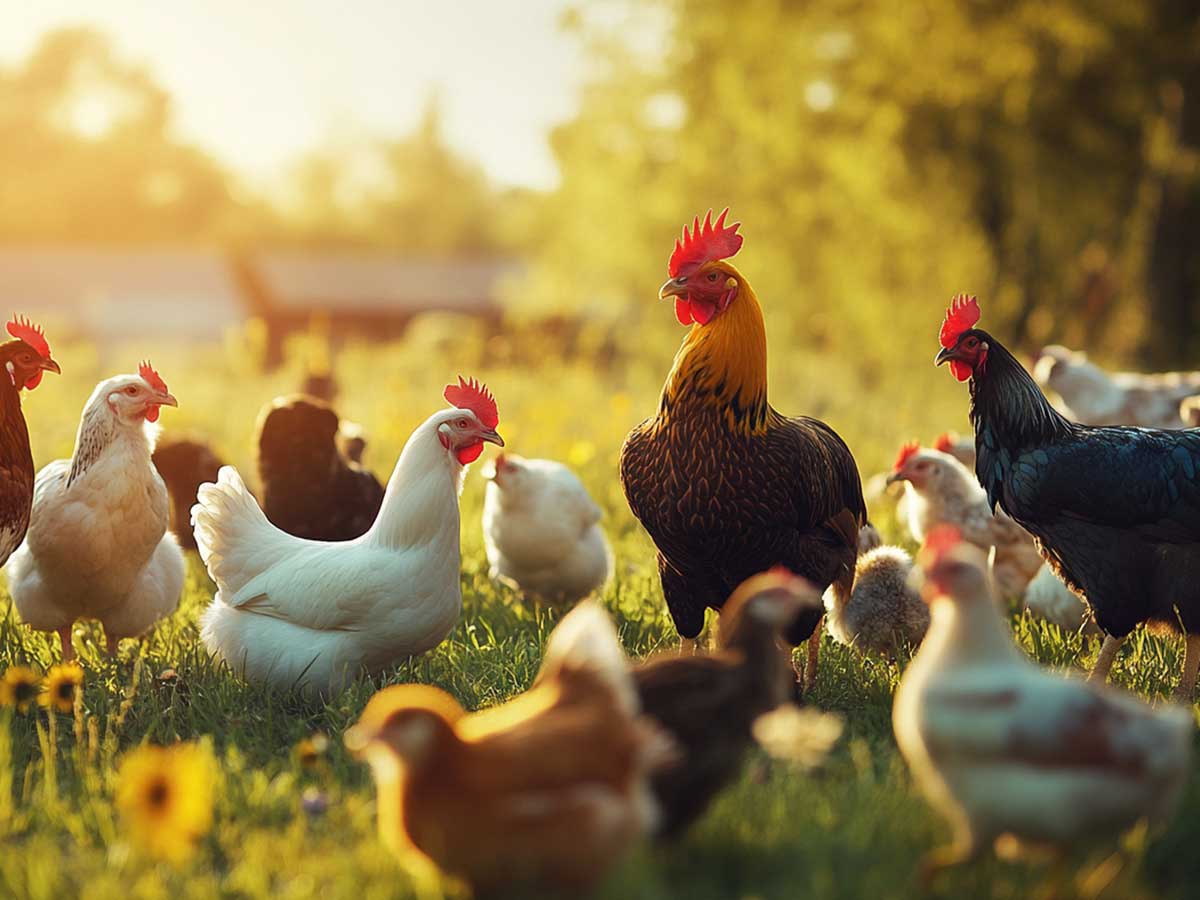 Chickens in a field