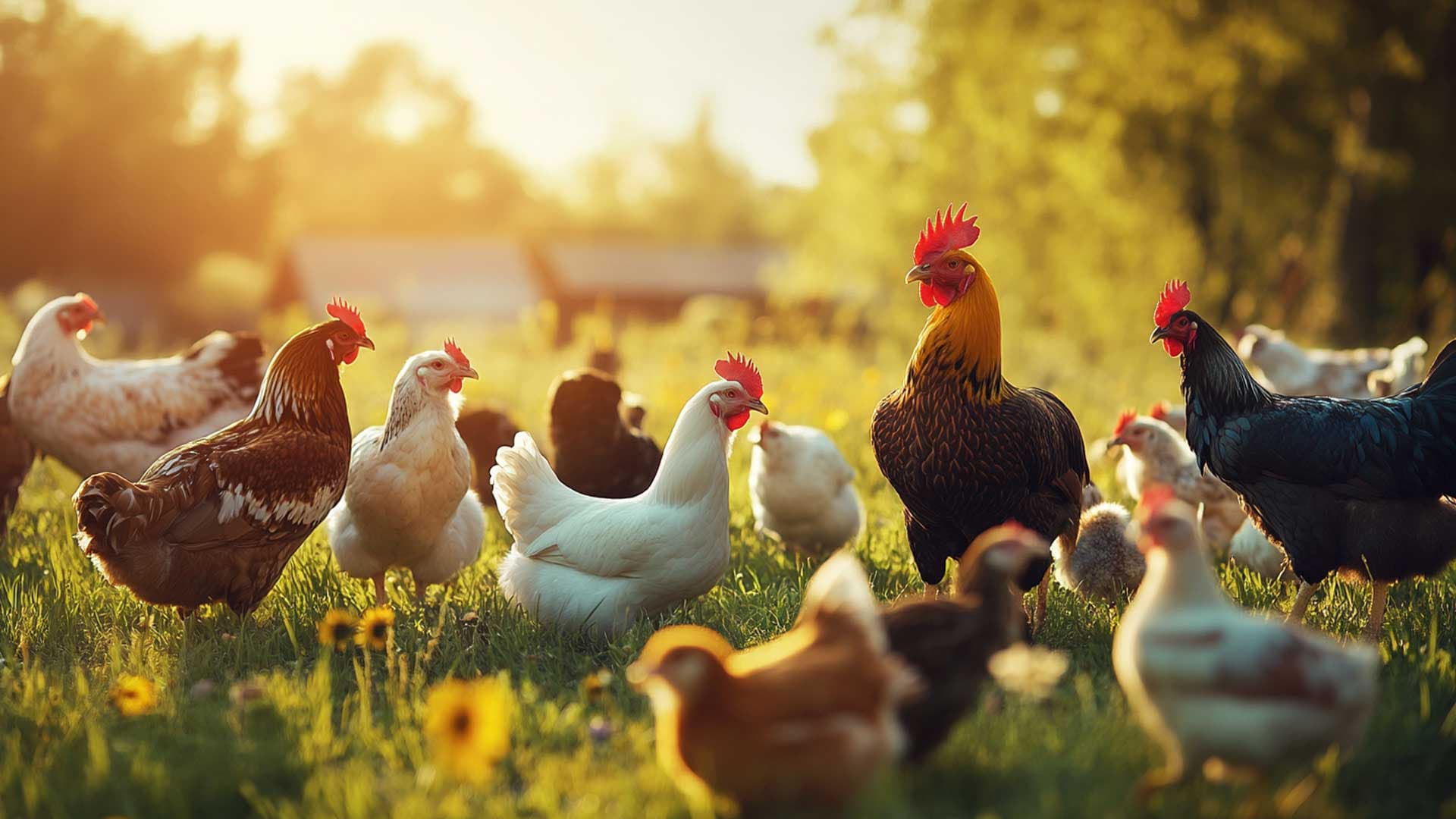 Chickens in a field