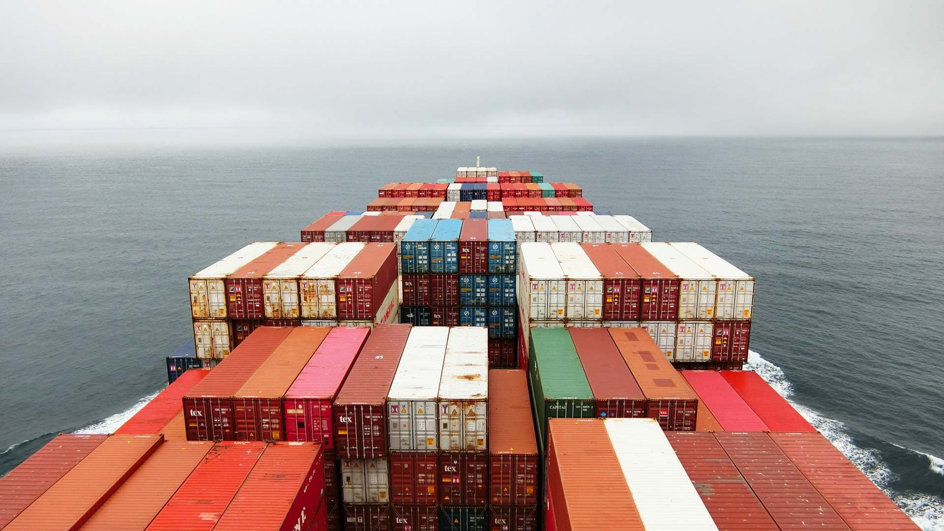 Shipping containers on a ship