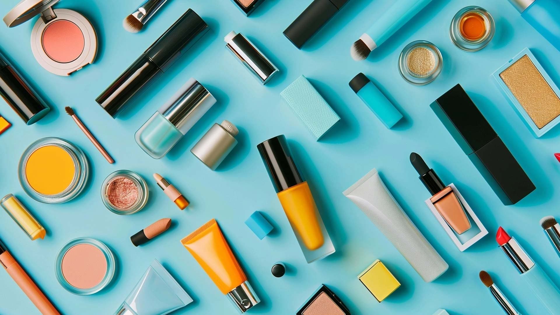 Cosmetic containers on a laboratory bench