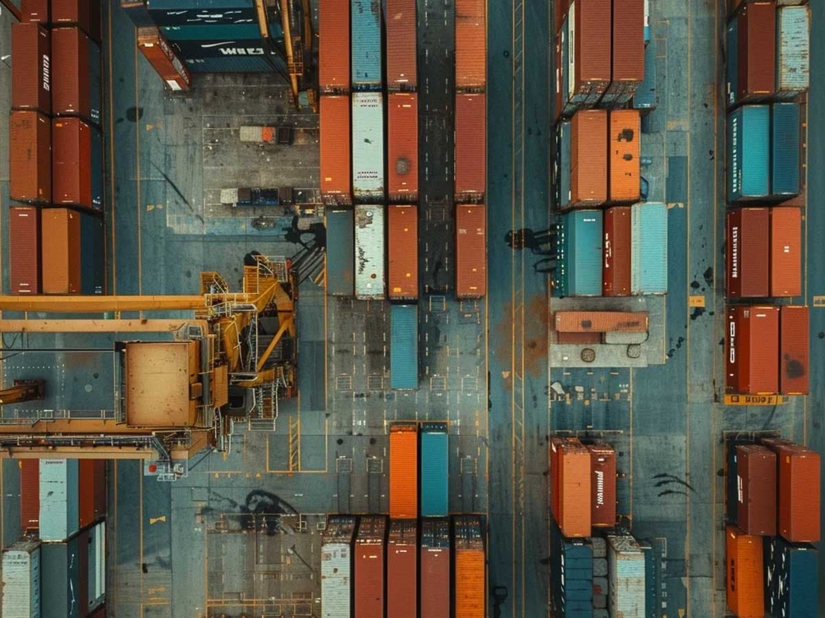 Shipping yard with containers