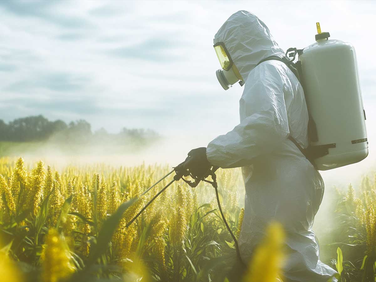 Spraying fungicides