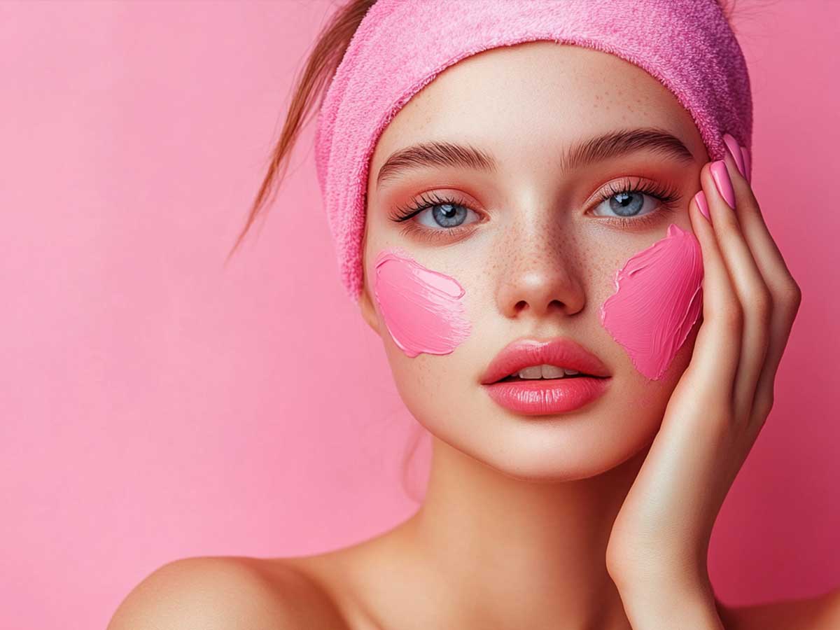 Woman using cosmetics
