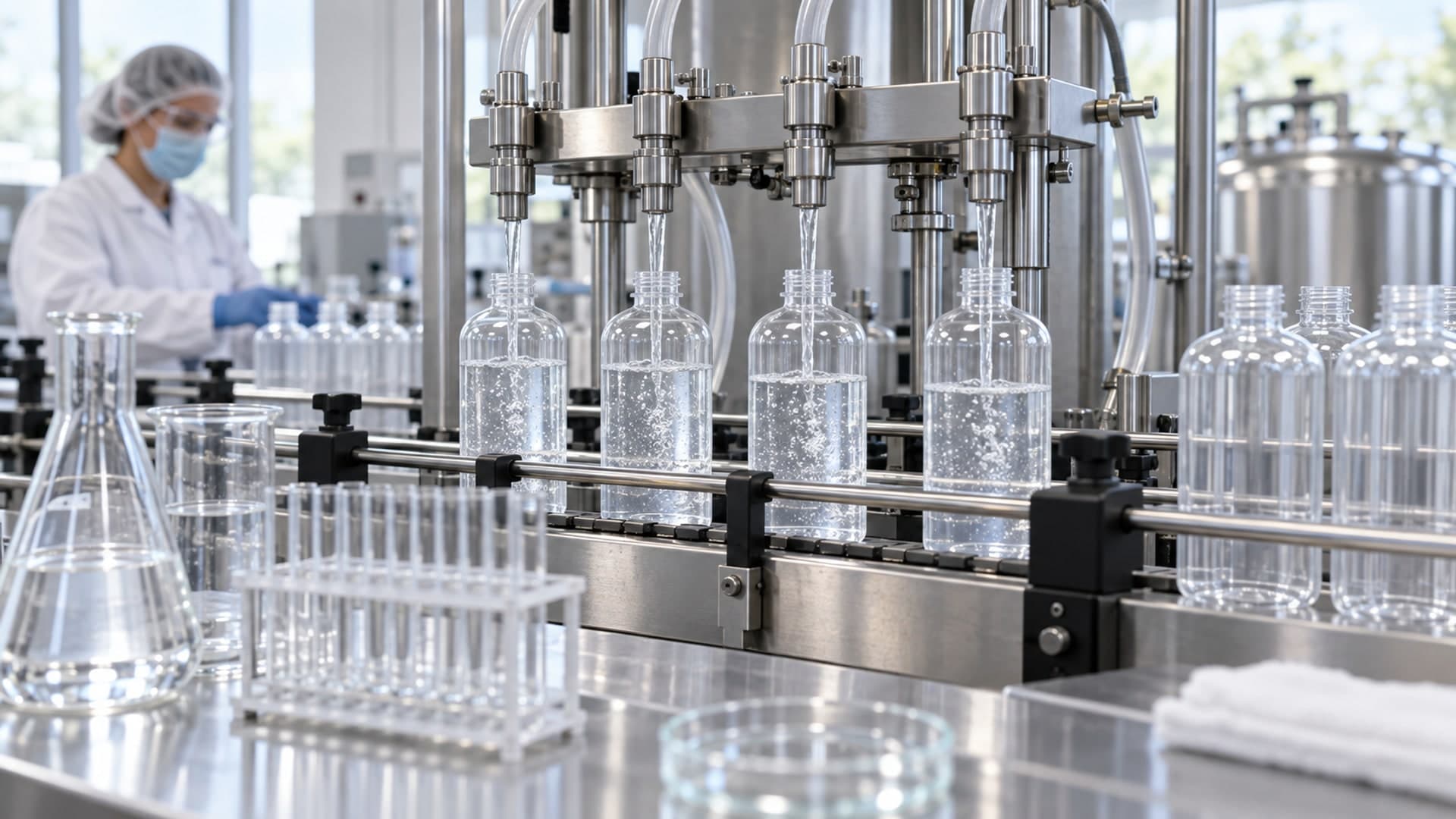 Stainless-steel disinfectant filling equipment and laboratory glassware