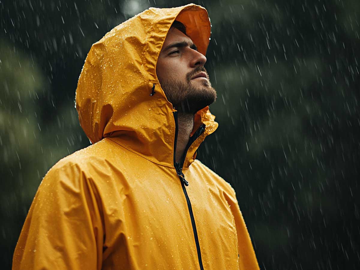 Man wearing a rain jacket