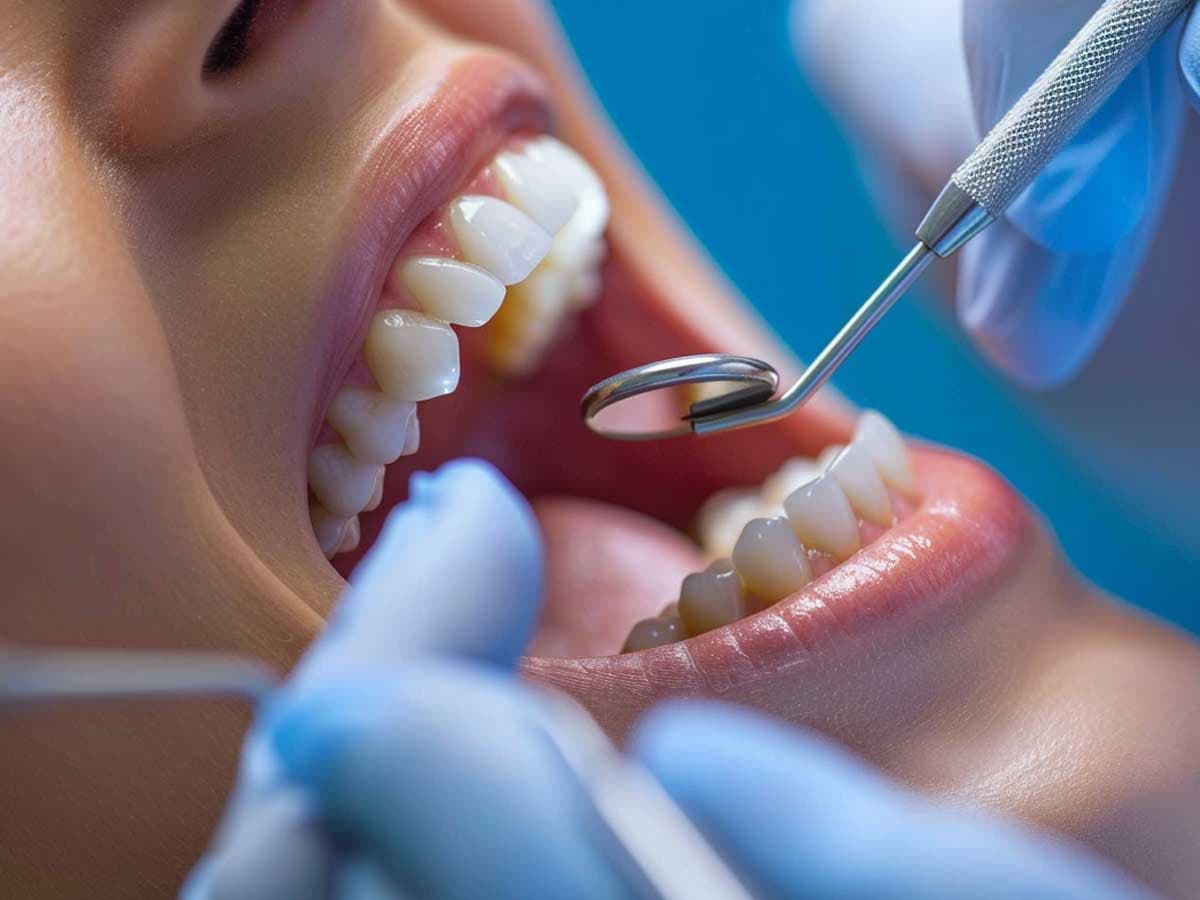 Patient receiving a filling from a dentist