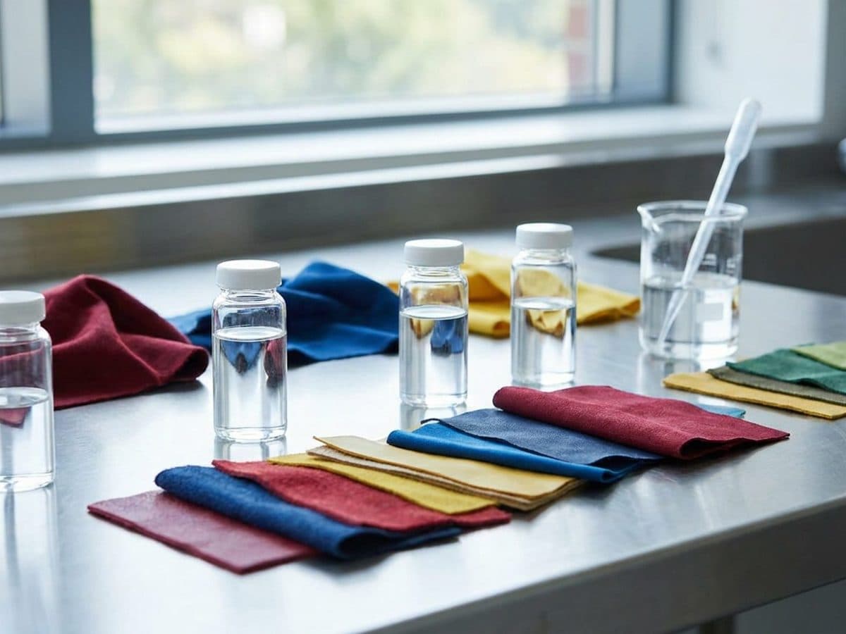 Laboratory water samples and consumer product materials on an analytical bench