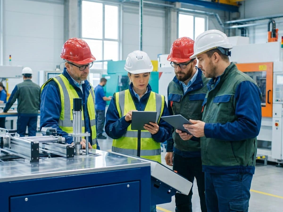 European manufacturing facility with digital compliance review activity