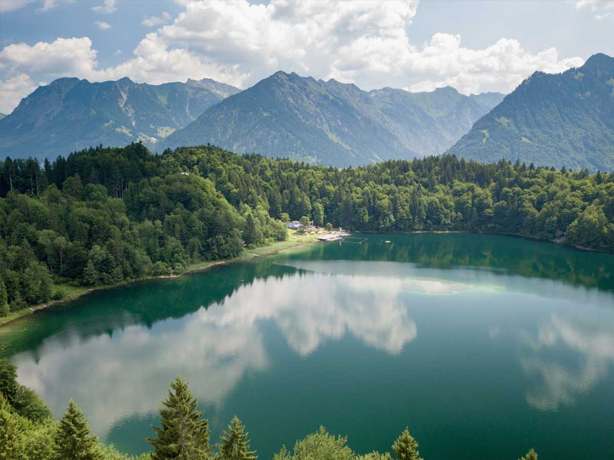 Lake surrounded by mountains