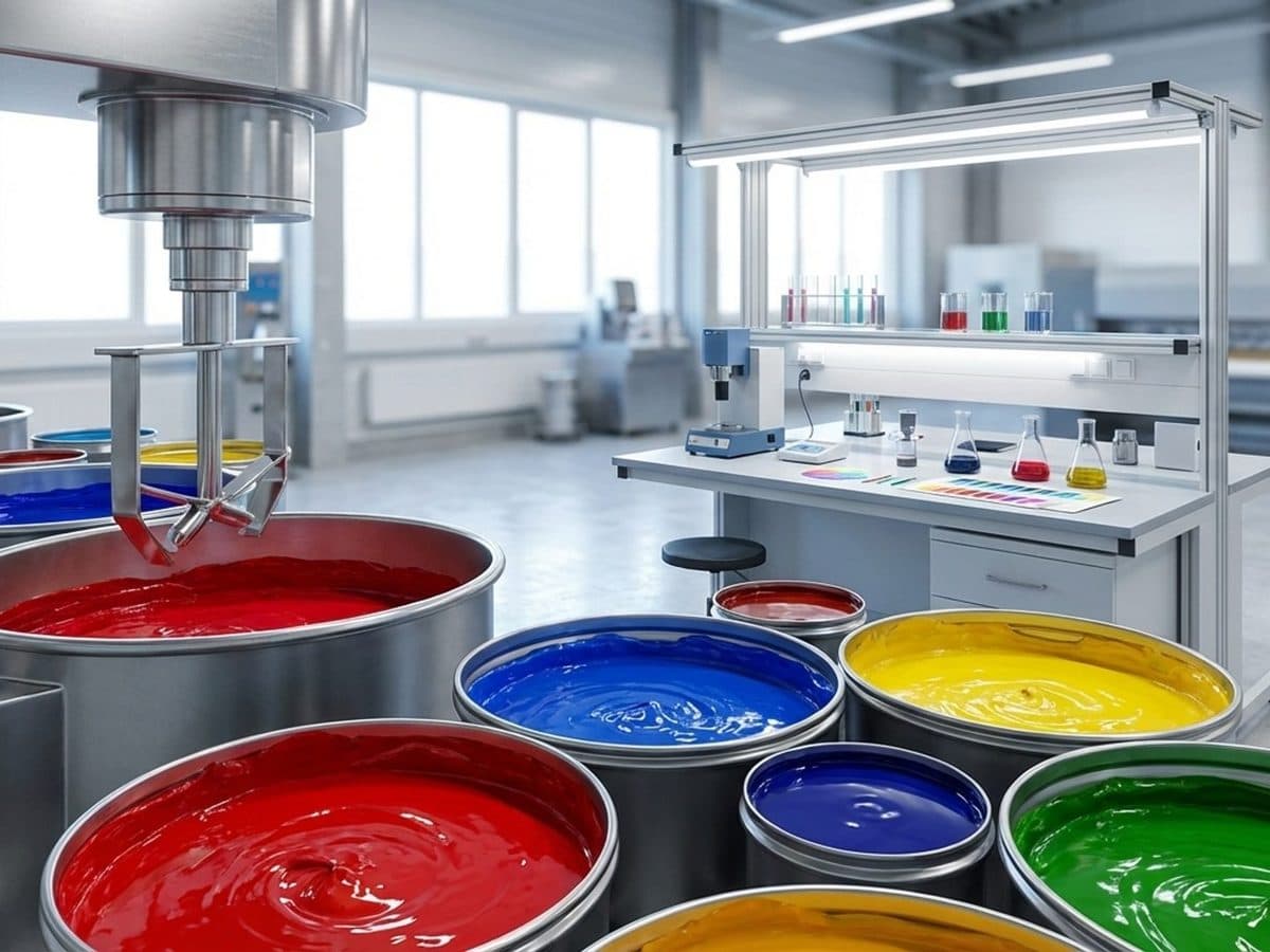 Printing ink production equipment in an industrial facility