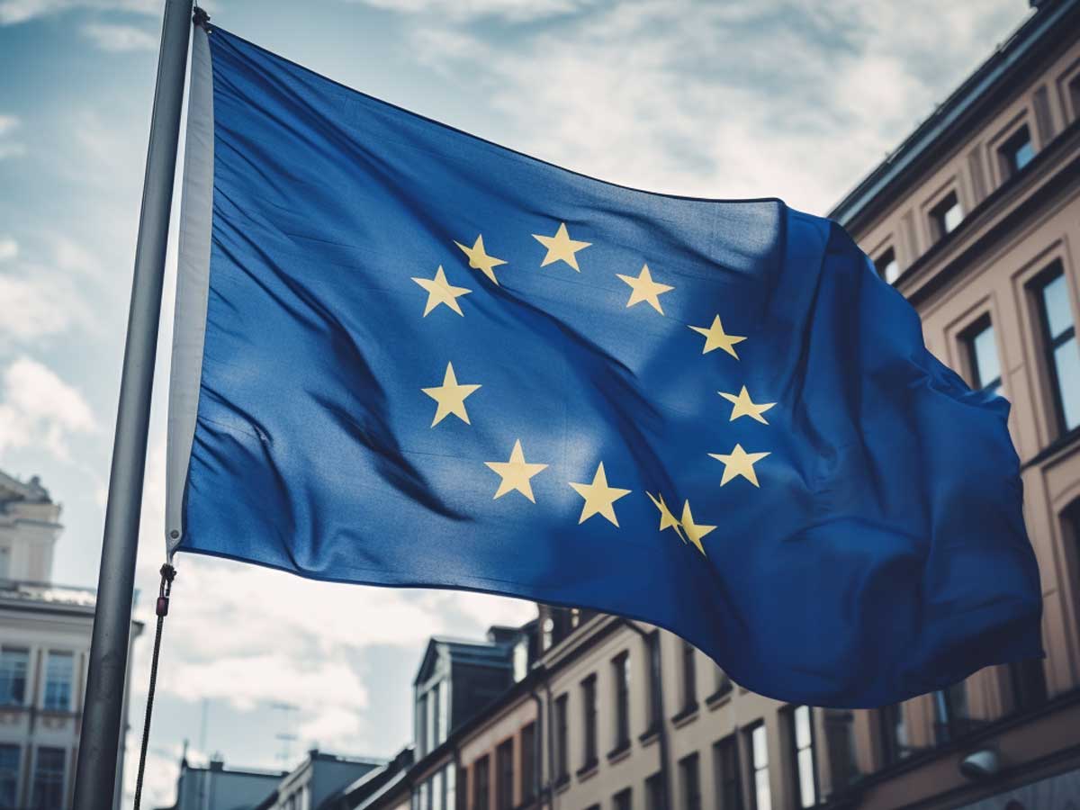 European flag flying outside a building