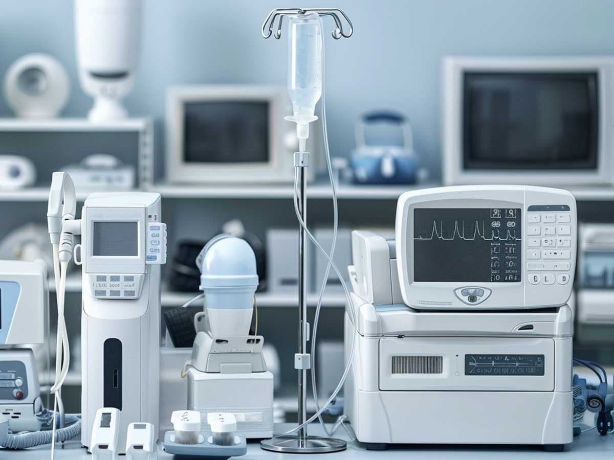 Medical devices on a table