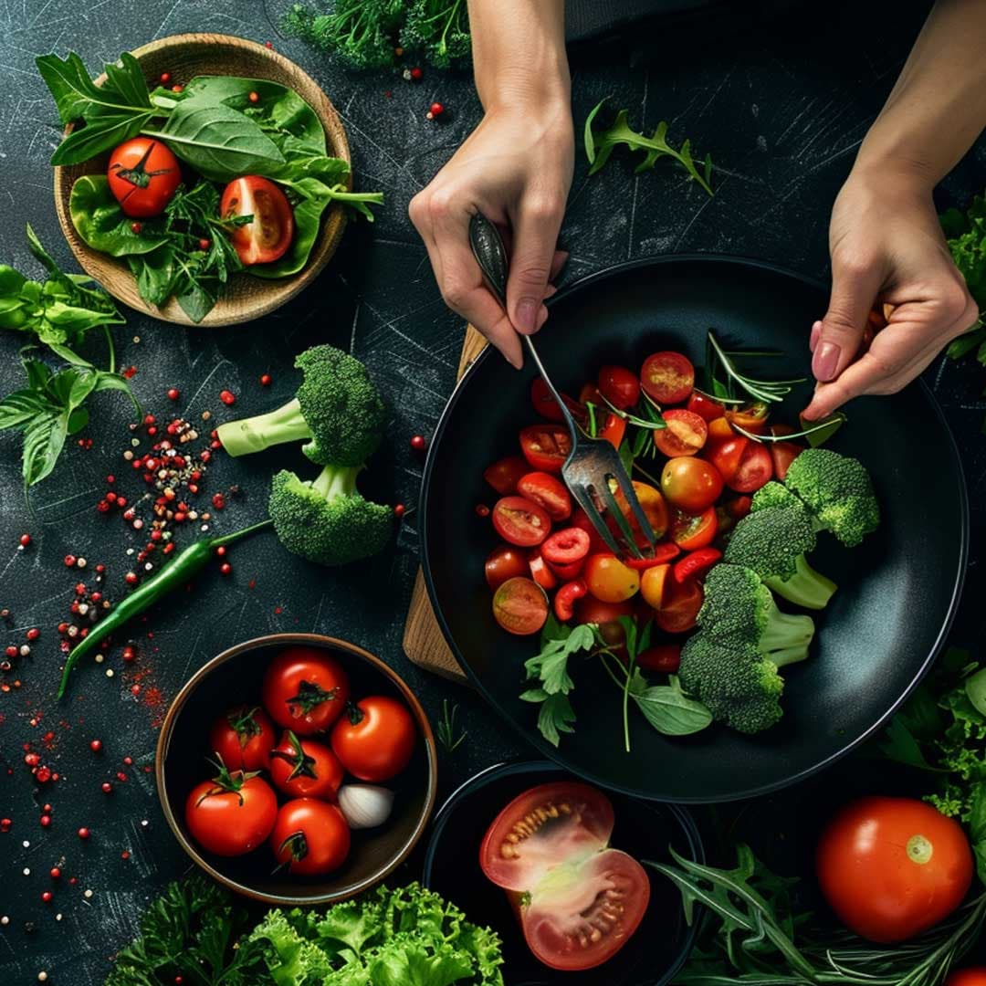 Tomatoes on a table