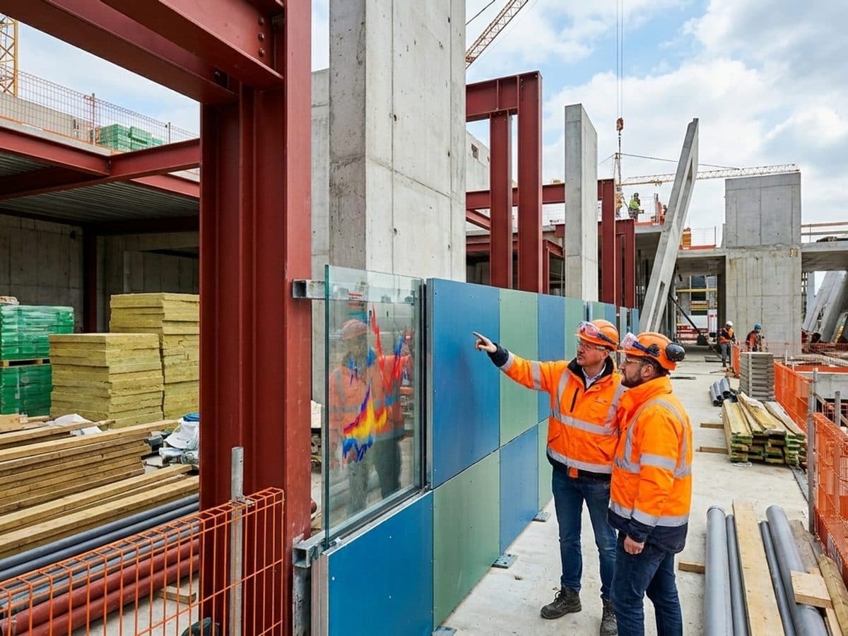 Concrete, steel and insulation at a large Flemish construction project