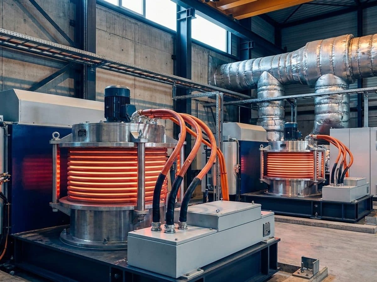 Electrified industrial heat equipment inside a manufacturing plant
