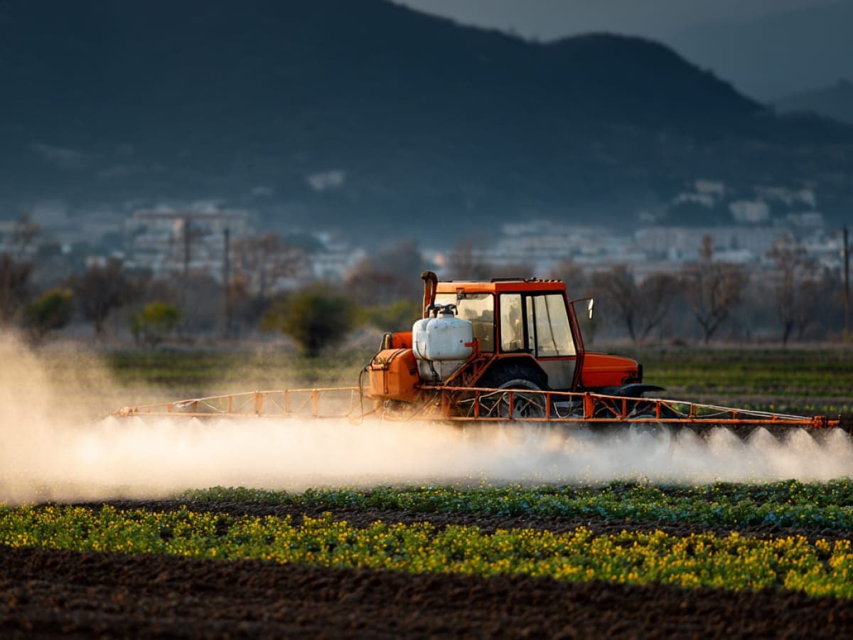 Spraying pesticides