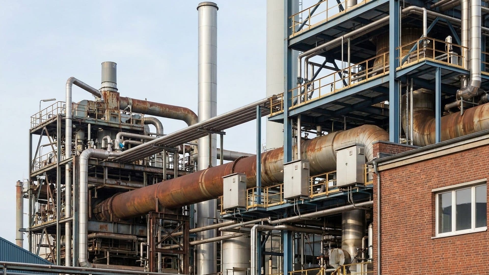 Industrial installation with fixed emissions-monitoring equipment