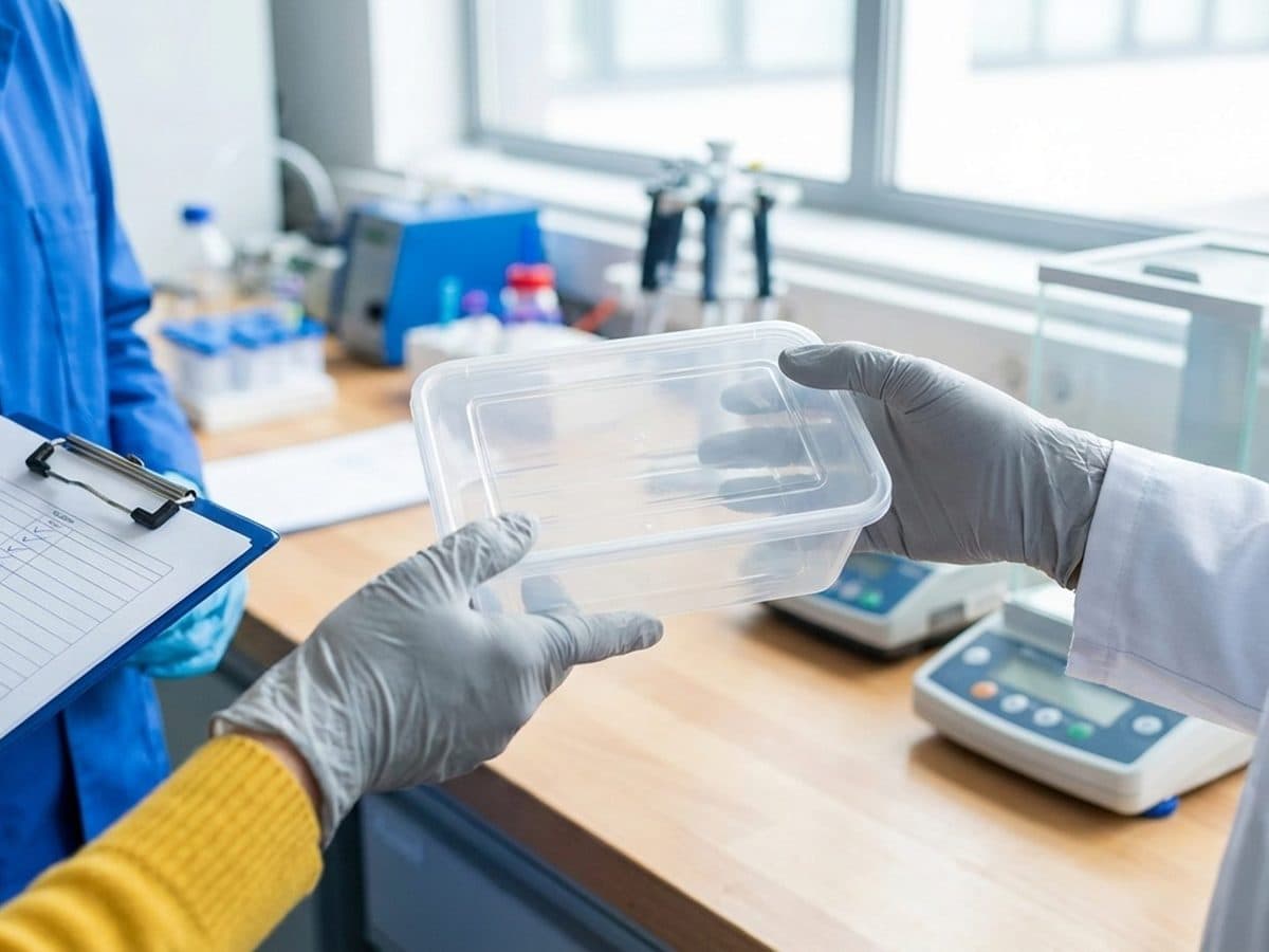 Lab style review of a food packaging item with documentation