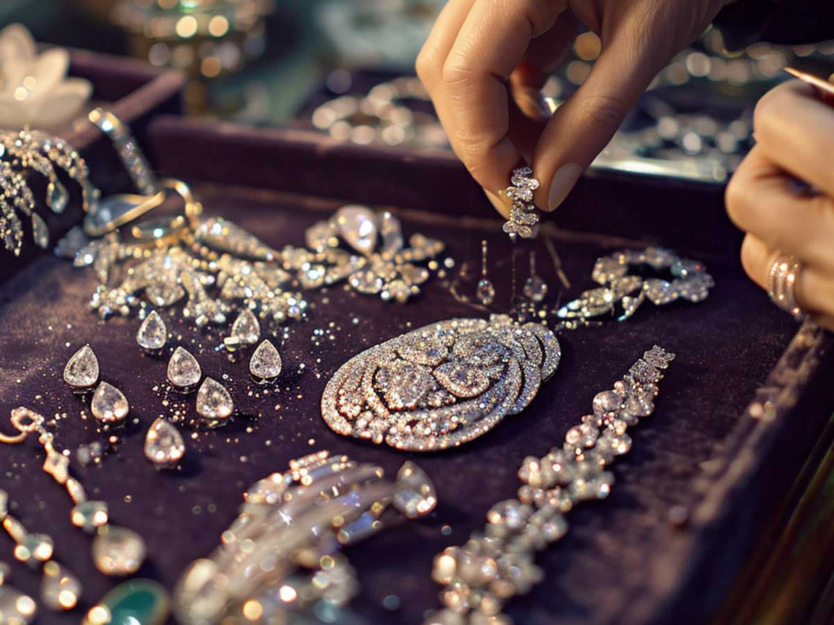 Woman inspecting jewellery