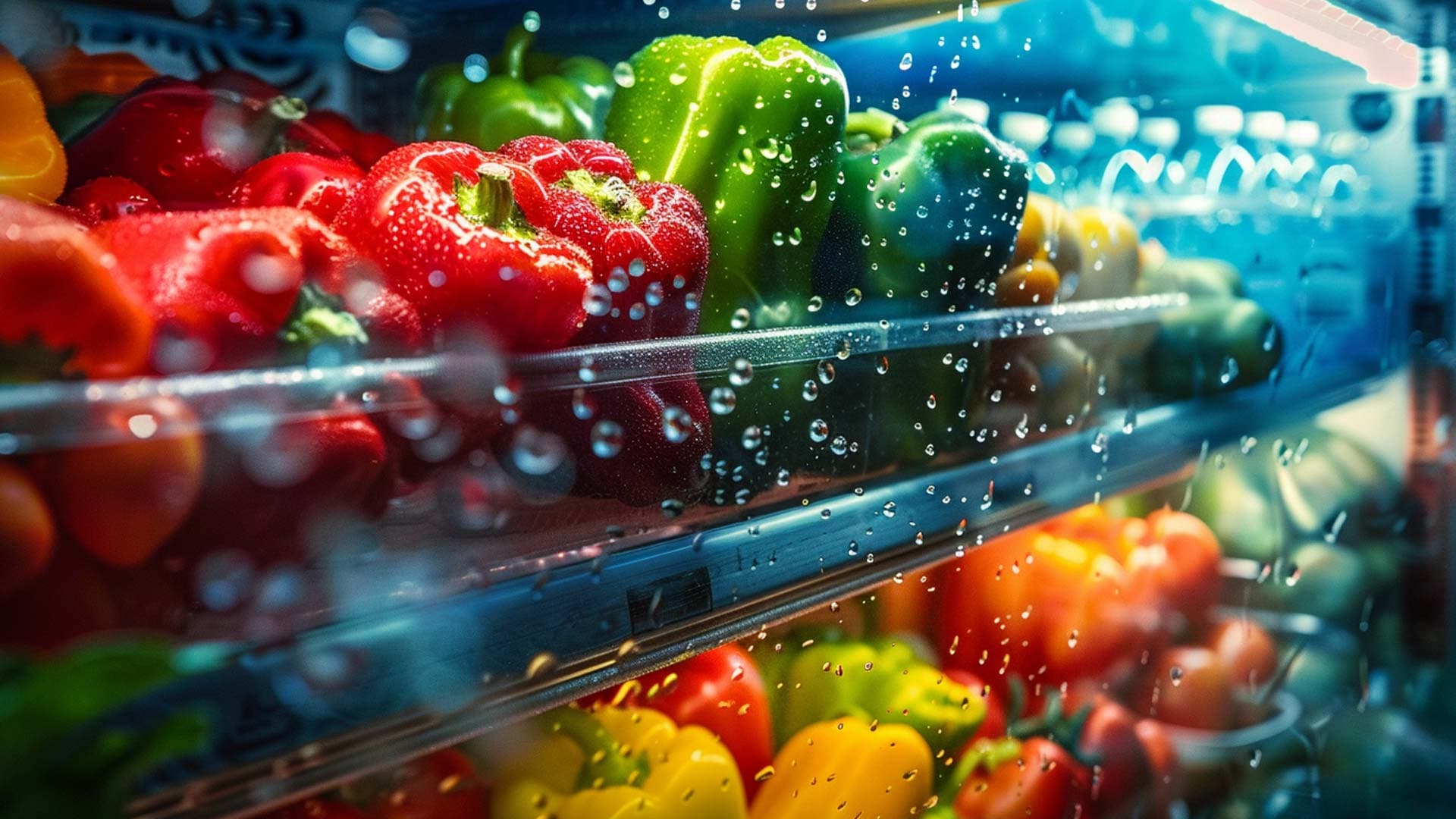 Peppers in a fridge