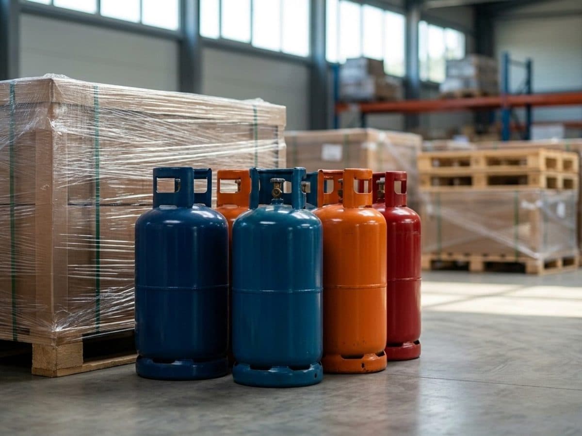 Refillable refrigerant cylinders in a customs freight inspection area