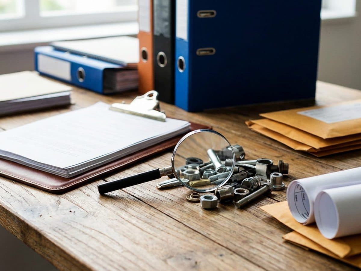 Supply chain compliance desk with metal components