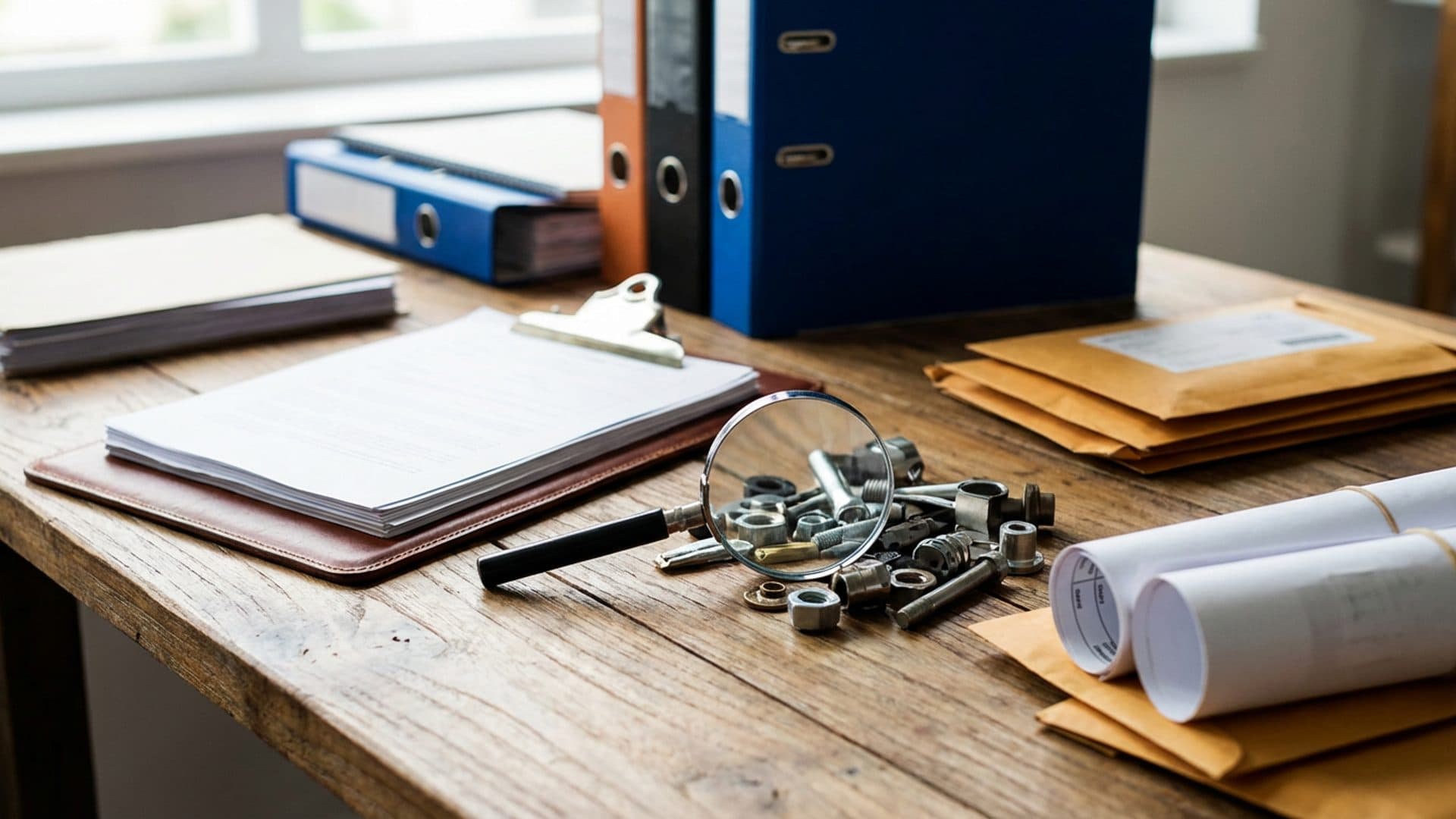 Supply chain compliance desk with metal components