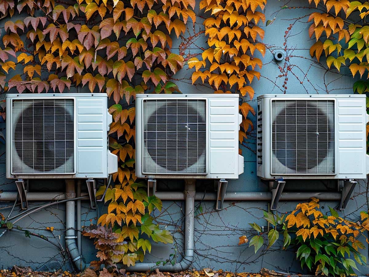 Three cooling systems on a wall